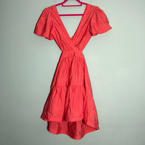 Cinq A Sept Judith Cutout Dress Size 2 in Neon Coral - Picture 3 of 9